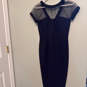 Maggy London Black Midi Dress with Sheer Yoke